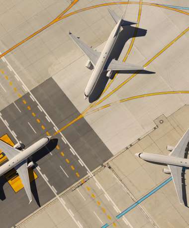 Flughafenvorfeld von oben