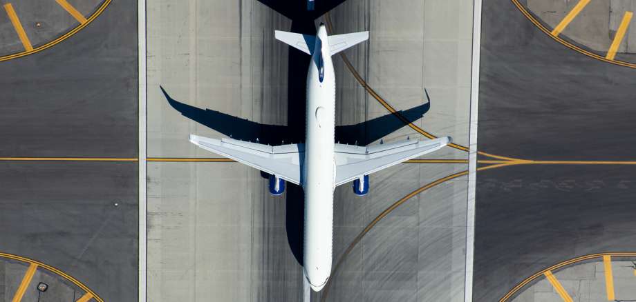 airplane taxiing viewed from above