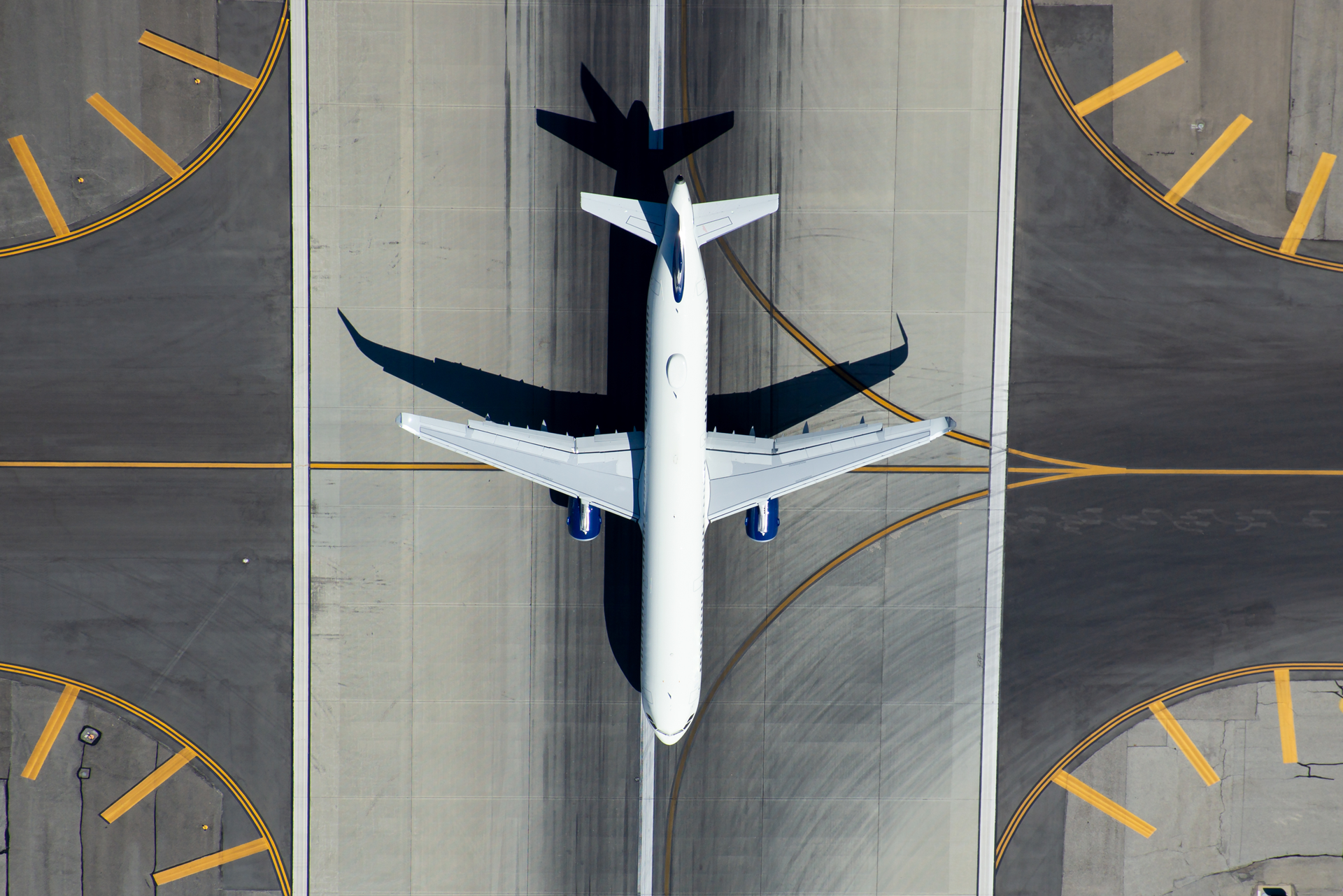 airplane taxiing viewed from above