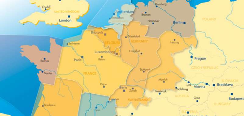 Übersichtskarte zu FABEC-Lufträumen