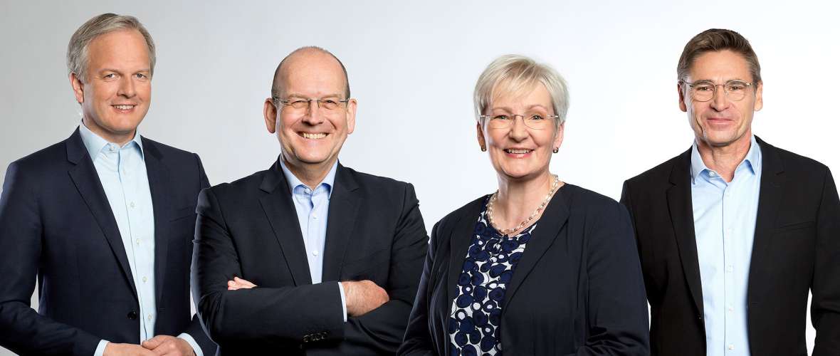 Die DFS-Geschäftsführung: Friedrich-Wilhelm Menge, Arndt Schoenemann, Andrea Wächter, Dirk Mahns