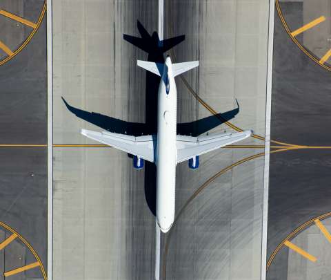 view on aircraft taxiing from above