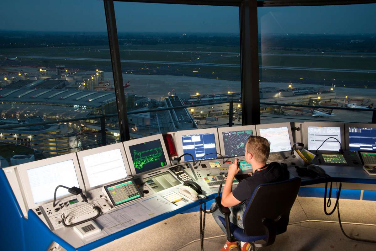 air traffic controller in tower Dusseldorf