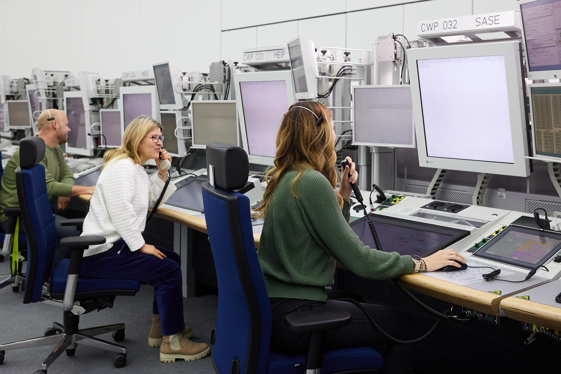 Air traffic controllers working with iCAS