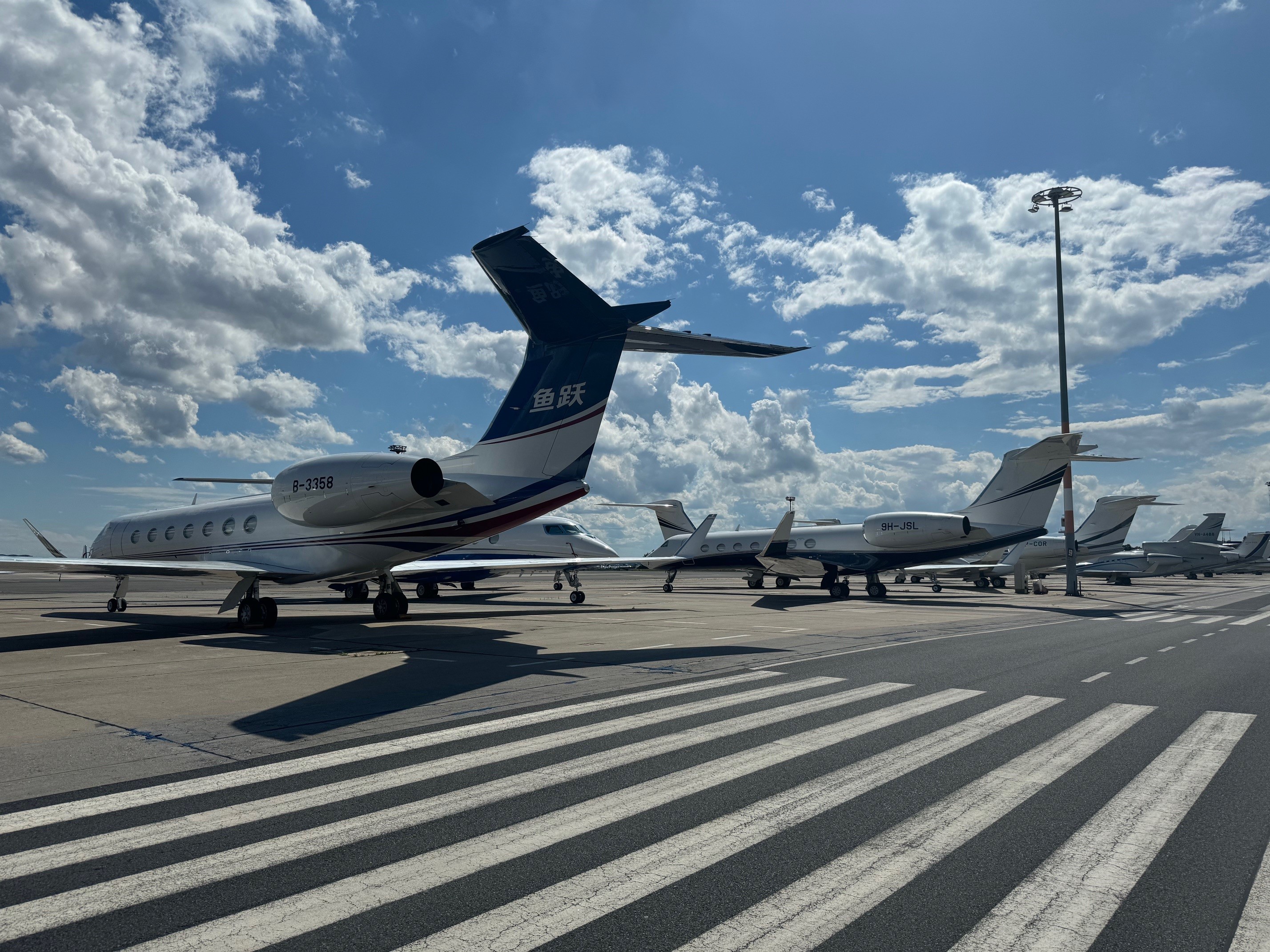 Aircraft on the apron of Berlin Brandenburg Airport on 15 July 2024.